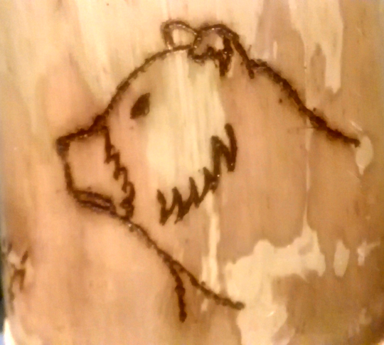 Drawing of the bear pyrographied