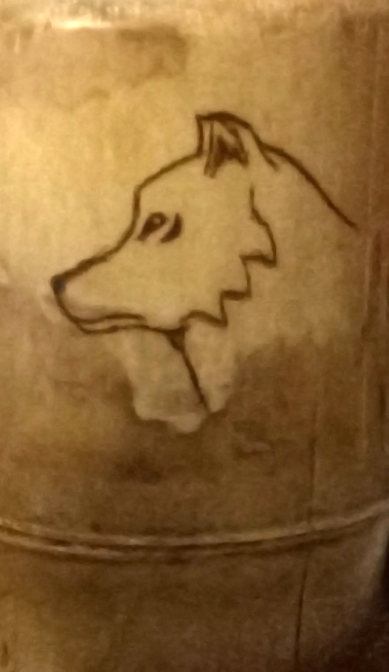 Drawing of the wolf pyrographied