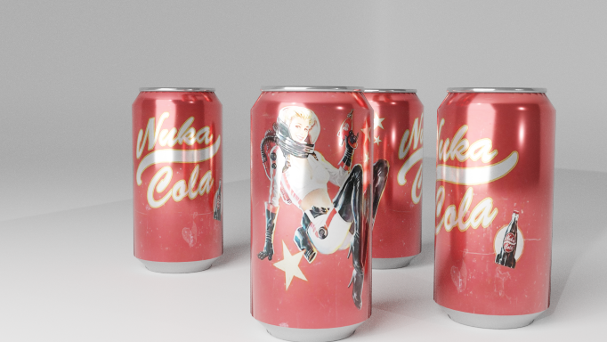 Rendering of multiple cans of Nuka Cola